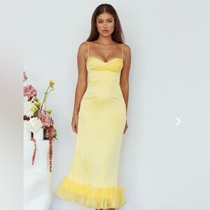 Selfie Leslie BUONA SERA HEM DECORATION MIDI DRESS LEMON